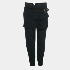 Pre Owned Alexander McQueen Black Crepe Pleated Detail Trousers M