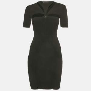 Pre Owned Alexander McQueen Black Rib Knit Cut-Out Bodycon Dress S