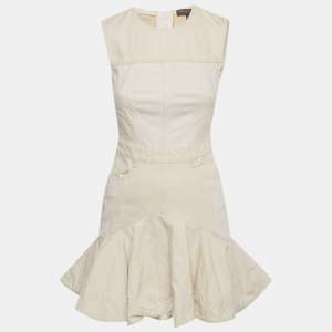 مملوكة مسبقًا Alexander McQueen Beige Denim Flared Mini Dress S