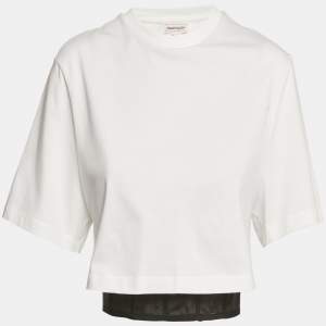 Pre Owned Alexander McQueen White/black Cotton Corset T-Shirt S