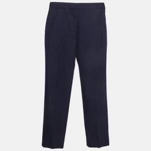 Pre Owned Alexander McQueen Blue Cotton Formal Trousers S