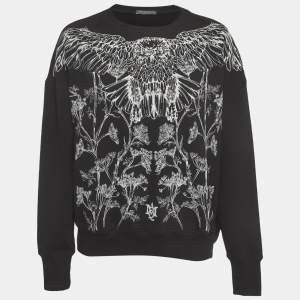 Pre Owned Alexander McQueen Black Embroidered Cotton Sweatshirt S