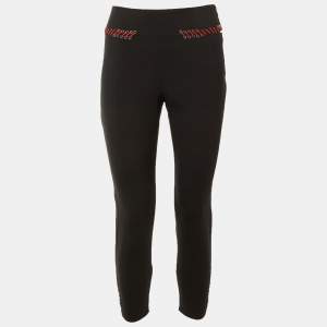 Pre Owned Alexander McQueen Black Wool Contrast Braid Detail Pants S