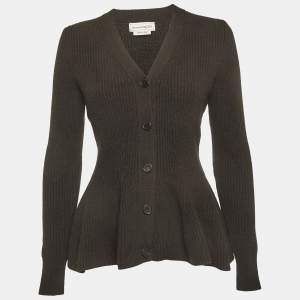 مملوكة مسبقًا Alexander McQueen Brown Wool Blend Buttoned Cardigan XS
