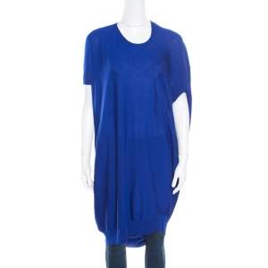 Alexander McQueen Blue Wool Draped Back Sweater Tunic XS