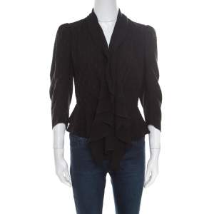 Alexander McQueen Black Faux Layered Drape Detail Cropped Blazer S