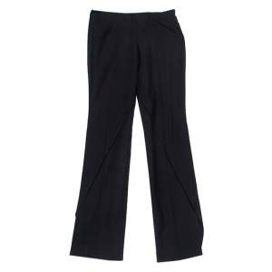 Alexander McQueen Black Wool Wide Leg Flared Trousers S