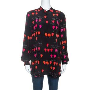 Alexander McQueen Black Printed Silk Front Button Shirt M
