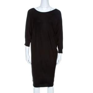 Pre Owned Alexander McQueen Black Knit Dolman Sleeve Sweater Dress M