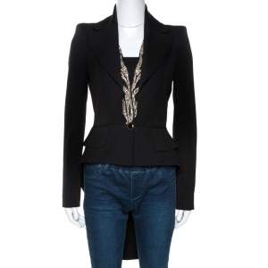 Alexander McQueen Black Wool Embellished Tail Blazer S