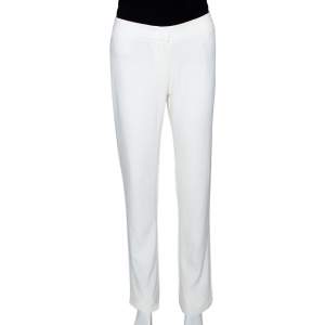Alexander McQueen Cream Crepe Straight Leg Trousers M