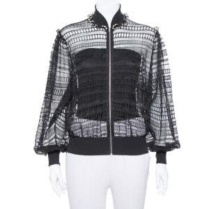 Alexander McQueen Black Lace Sheer Macrame` Jacket M