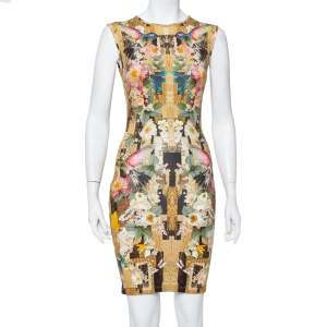 مملوكة مسبقًا Alexander McQueen Multicolor Dragonfly Printed Knit Sleeveless Sheath Dress S