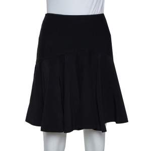 Pre Owned Alexander McQueen Black Crepe Skater Mini Skirt M