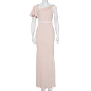 Alexander McQueen Light Pink Crepe Ruffle Sleeve Paneled Maxi Dress M
