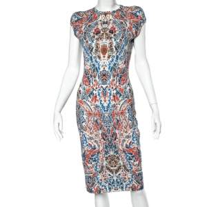 Pre Owned Alexander McQueen Multicolor Printed Wool Sheath Dress L
