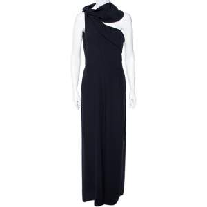 Alexander McQueen Black Crepe One Shoulder Jumpsuit M