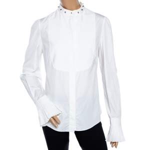 Pre Owned Alexander McQueen White Cotton Stud Detailed Button Front Shirt M