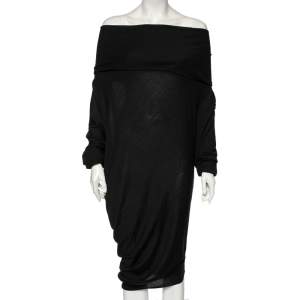 Pre Owned Alexander McQueen Black Knitted Off-Shoulder Dress L 