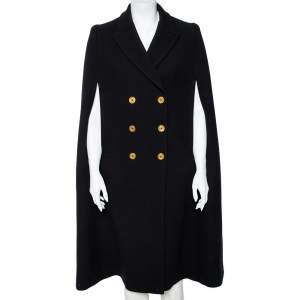 Alexander McQueen Black Wool Double Breasted Cape Coat S