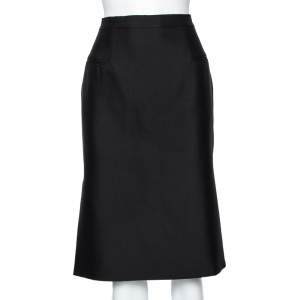 Pre Owned Alexander McQueen Black Wool Pencil Skirt L