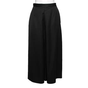 Pre Owned Alexander McQueen Black Wool Pleated Palazzo Pants S