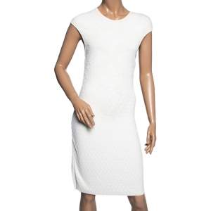 Pre Owned Alexander McQueen Honeycomb Textured Knit Cap Sleeve Dress S