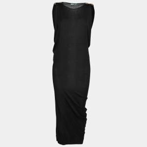 Pre Owned Alexander McQueen Black Knit Mirror Embellished Detail Dress M
