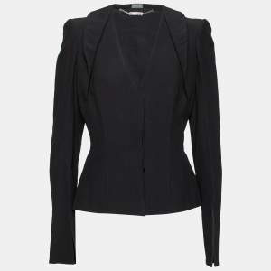 Pre Owned Alexander McQueen Black Crepe Overlay Detail Blazer M