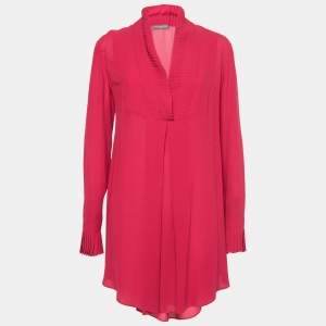 Alexander McQueen Fuchsia Silk Long Sleeve Tunic Dress S