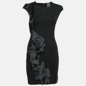 Pre Owned Alexander McQueen Black Jersey Ruffle Detail Sleeveless Dress S