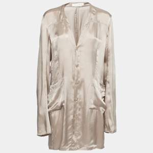 Pre Owned Alexander McQueen Metallic Beige Rayon Button Front Shirt XL