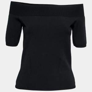 Pre Owned Alexander McQueen Black Knit Short Sleeve Crop Top L