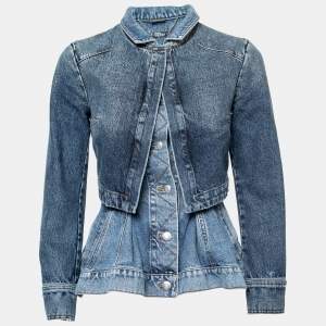 Alexander McQueen Blue Layered Effect Denim Jacket XS
