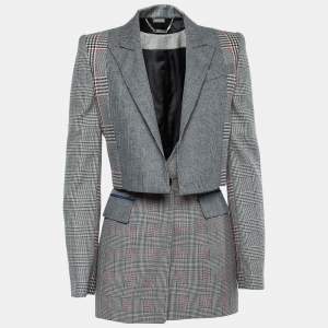 Alexander McQueen Black Checked  Wool Layered Blazer S