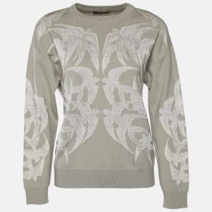 Alexander McQueen Grey Swallow Jacquard Wool & Silk Jumper S