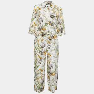 Alexander McQueen Cream Floral Printed Silk Co-ord Set S