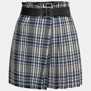 Alexander McQueen Black/Blue Checked Mini Kilt Skirt S