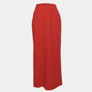 Alexander McQueen Red Crepe Long Pencil Skirt M