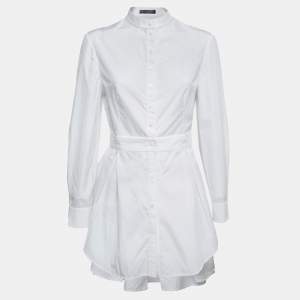 Alexander McQueen White Cotton Asymmetric Peplum Hem Detailed Shirt Tunic M
