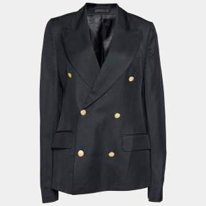 Pre Owned Alexander McQueen Black Rayon Double Breasted Blazer L
