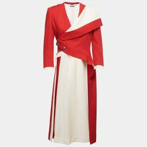 Alexander McQueen Red/Cream Crepe Asymmetrical Jacket S