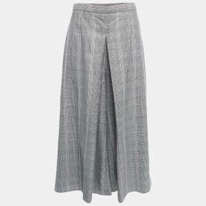 Alexander McQueen Black/White Checked Wool Midi Pant Skirt M