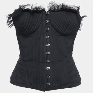 Alexander McQueen Vintage Black Silk Bustier Corset Top S
