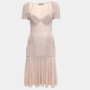 Alexander McQueen Pink Striped Lurex Knit Mini Dress S