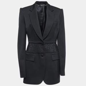 Alexander McQueen Black Wool Mid Length Coat M
