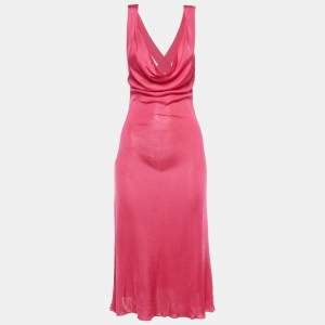 Alexander McQueen Pink Knit Twist Detail Sleeveless Midi Dress L