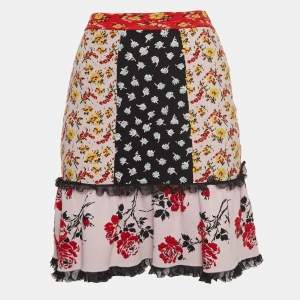 Alexander Mcqueen Multicolor Floral Intarsia Stretch Knit Mini Skirt XXS