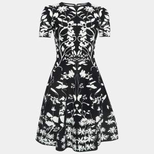 Alexander McQueen Black/White Jacquard Knit Short Dress S