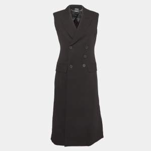 Alexander McQueen Black Gabardine Double Breasted Vest Coat M